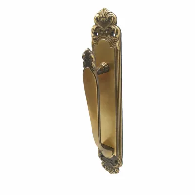 MANILLON PUERTA C/PLACA 723/260mm LATON CUERO CLARO COBA