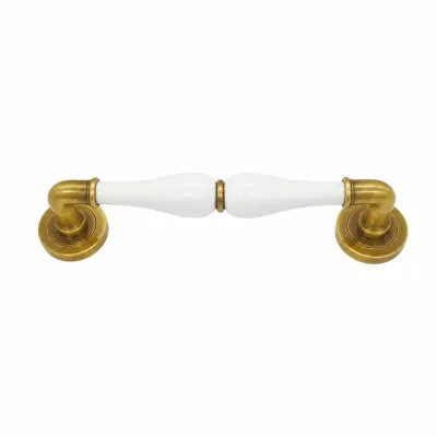 MANILLON PUERTA C/ROSETA 4103/264mm CER.BLANCA LATON BRONCE INGLES BACCO