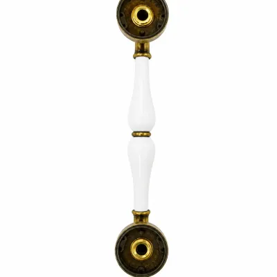 MANILLON PUERTA C/ROSETA 4103/264mm CER.BLANCA LATON BRONCE INGLES BACCO