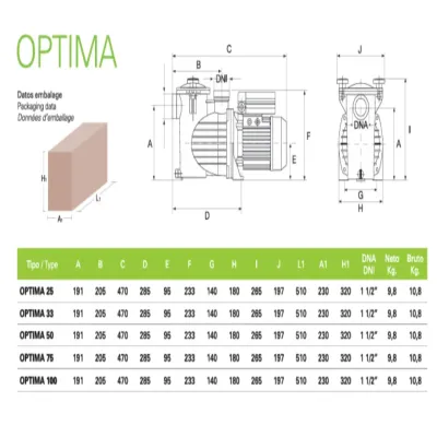BOMBA PISCINA OPTIMA 50 M/0,5HP SACI 