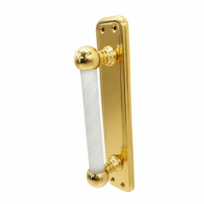 MANILLON PUERTA C/PLACA 153/240x48mm LATON VIDRIO GLACE BADENEN