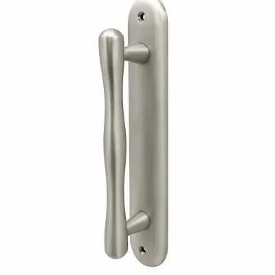 MANILLON PUERTA C/PLACA 713/245x43mm ZAMAK NIQUEL CEPILLADO BADENEN