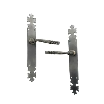 JUEGO MANIVELA C/PLACA 10102-SP/300X40mm ZAMAK ARMORIQUE PATINE BONGARDI