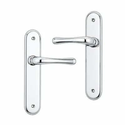 JUEGO MANIVELA C/PLACA 580/241x47mm LATON CROMO BRILLO BADENEN