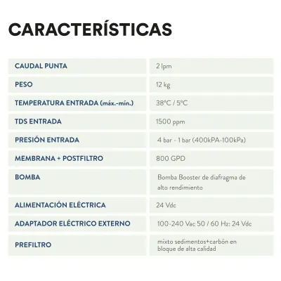 DEPURADORA OSMOSIS INVERSA NOKKA 91102 800GPD FLUJO DIRECTO KINETICO
