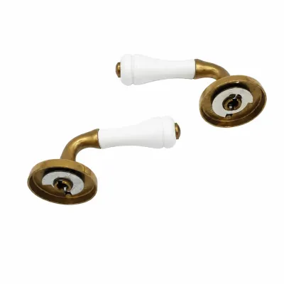 JUEGO MANIVELA C/ROSETA 712/55mm LATON PULIDO BRILLO PORCELANA MANIGRIP