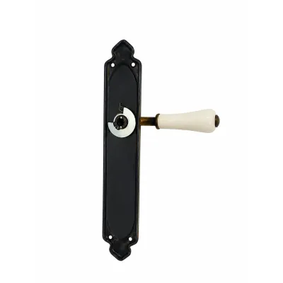 JUEGO MANIVELA 776A4215/260x45mm LATON CUERO CROMO MARFIL MANIGRIP