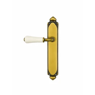 JUEGO MANIVELA 776A4215/260x45mm LATON CUERO CROMO MARFIL MANIGRIP