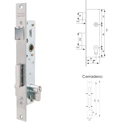 CERRADURA 2210/28/AI CON CILINDRO TESA