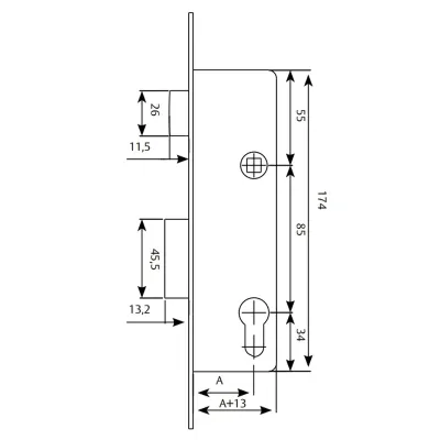 CERRADURA 2210/38 AI CON CILINDRO TESA