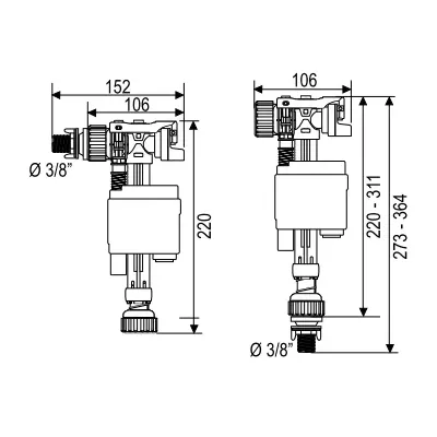 GRIFO FLOTADOR DOBLO SERVO-VALVULA LATERAL E INFERIOR 10722787 WIRQUIN
