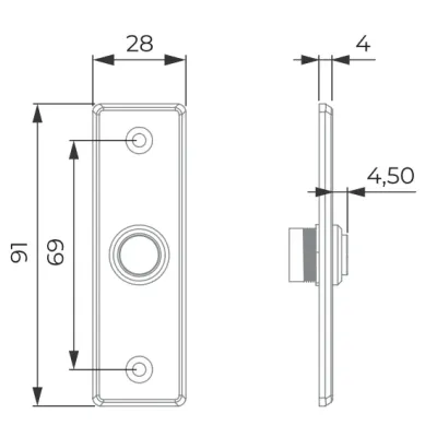PULSADOR RECT.PL1/91X28X25MM 3A/36Vdc INOX DORCAS 