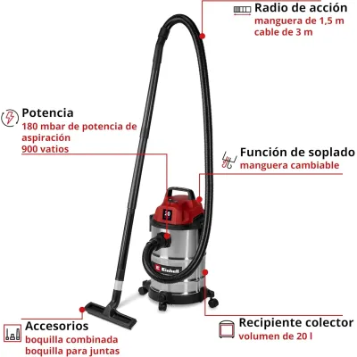ASPIRADOR SECO-HUMEDO INOX TC-VC 2045 S 2347410 EINHELL