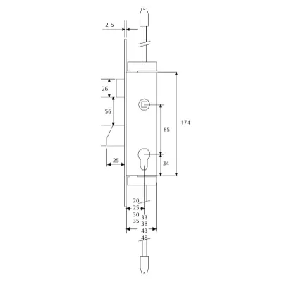 CERRADURA 4230/20/3AI SIN CILINDRO TESA