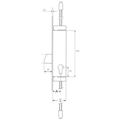 CERRADURA 2231/20/3AI CON CILINDRO TESA