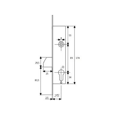 CERRADURA 2211/35/3AI CON CILINDRO TESA