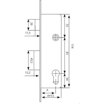 CERRADURA 2210/35/3AI C/CILINDRO TESA
