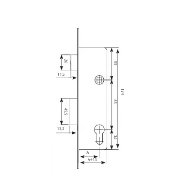 CERRADURA 4210E/35/3 AI  S/CILINDRO TESA