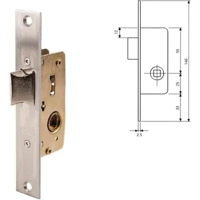 CERRADURA 2215/28/AI CON CILINDRO TESA