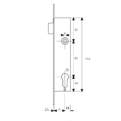PICAPORTE EMBUTIR PUERTA METÁLICA 2215/20/0AI INOX TESA