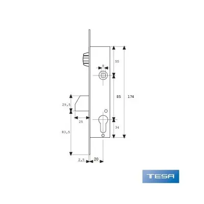 CERRADURA 4216/35/3AI S/CILINDRO TESA
