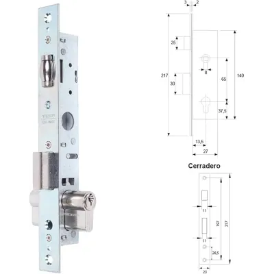 CERRADURA 2206/15/HZ C/CILINDRO TESA