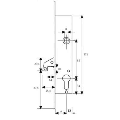 CERRADURA 2241/20/3 AI CON CILINDRO TESA