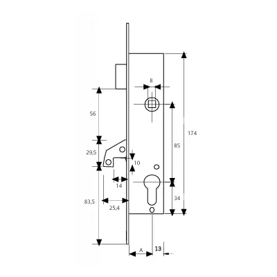 CERRADURA 2246/20/3AI  CON CILINDRO TESA
