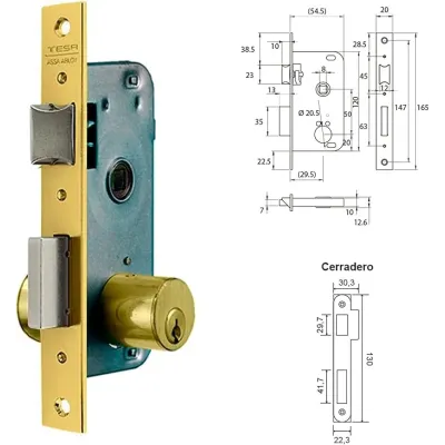 CERRADURA 2000/30/HL CON CILINDRO TESA
