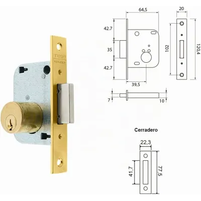 CERRADURA 2001/40/HL CON CILINDRO TESA