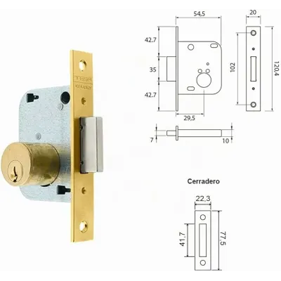 CERRADURA 2001/30/HL CON CILINDRO TESA