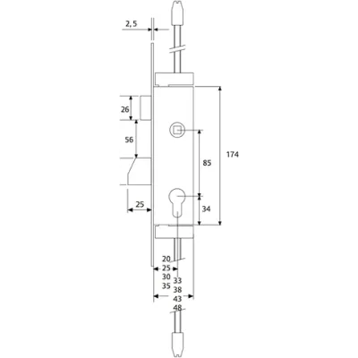 CERRADURA 2236/30/3AI CON CILINDRO TESA