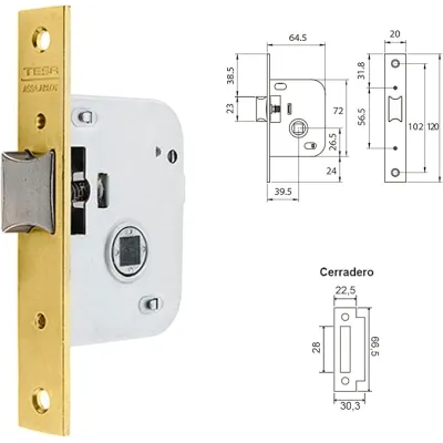 CERRADURA EMBUTIR PICAPORTE 2005/40/HL TESA