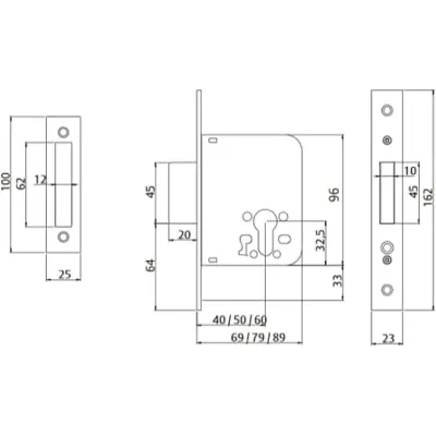 CERRADURA 2031/40/HN CON CILINDRO TESA