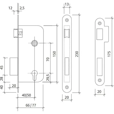 CERRADURA 130/48/RAE CON CILINDRO TESA