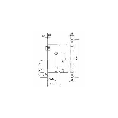 CERRADURA 4130/58/RHL SIN CILINDRO TESA