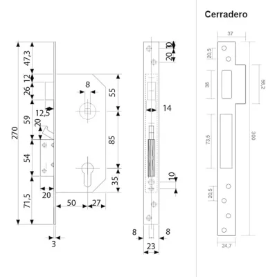 CERRADURA SEGURIDAD R200NT66T C/CILINDRO T60 TESA