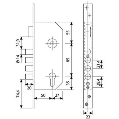 CERRADURA SEGURIDAD R200B566AI C/CILINDRO T60 TESA