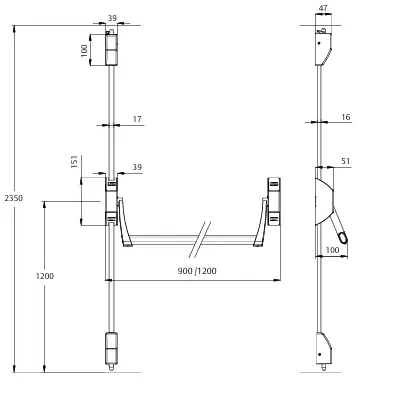 BARRA ANTIPÁNICO SOBREPONER GLOBAL 2S GL2S908GN GRIS NEGRO TESA