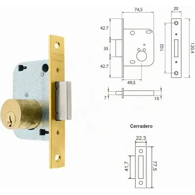 CERRADURA 2001/50/HL CON CILINDRO TESA