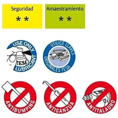 CILINDRO SEGURIDAD T60 30X60 5 LLAVES R13 LEVA CORTA NIQUEL TESA