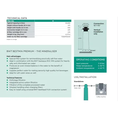 CARTUCHO FILTRANTE BESTMIN PREMIUM MAGNESIO 10 000LT FS24M10A00 BWT