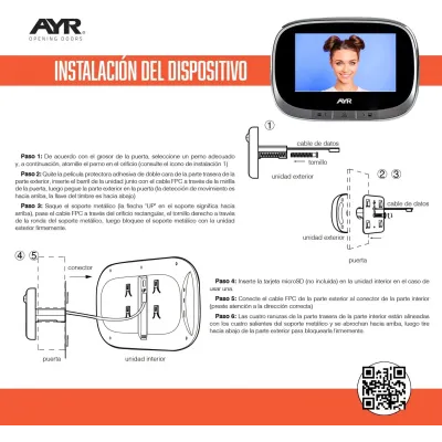 MIRILLA DIGITAL CONNECT WIFI 763 SENSOR MOVIMIENTO CROMO MATE AYR