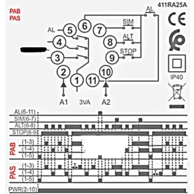 RELE ALTERNANCIA 411 RA25A 24V AC/DC AVEL