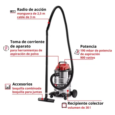 ASPIRADOR SECO-HUMEDO TC-VC 3055 SA 2342250 EINHELL
