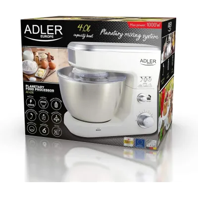 AMASADORA C/BOL INOX AD-4216/1000W/4L BLANCA ADLER