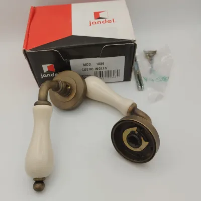 JUEGO MANILLA 10860 LATON CUERO INGLES PORCELNA BEIGE JANDEL