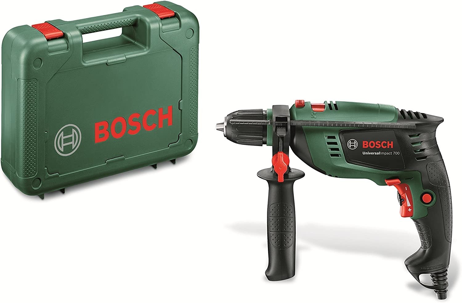 Bosch Home and Garden Universal Impact 800 - Taladro percutor (800 W,  empuñadura adicional, tope de profundidad