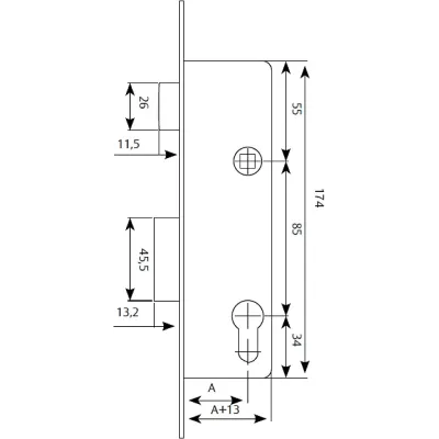 CERRADURA 2210/28/SSI C/CILINDRO TESA